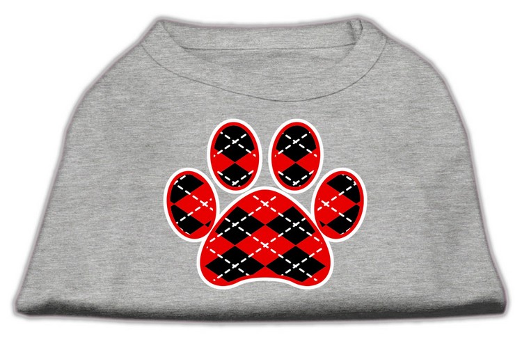 Argyle Paw Red Screen Print Shirt Grey Sm